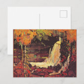 Waldwasserfall, Kunstmalerei, Postkarte (Vorne/Hinten)