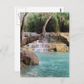 Waldwasserfall & Lagoon, Khoung Si Falls, Laos Postkarte (Vorne/Hinten)