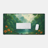 Waldwasserfall Landschaft Schreibtischunterlage (Tastatur & Maus)