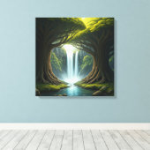Waldwasserfall Leinwanddruck (Insitu (Holzboden))