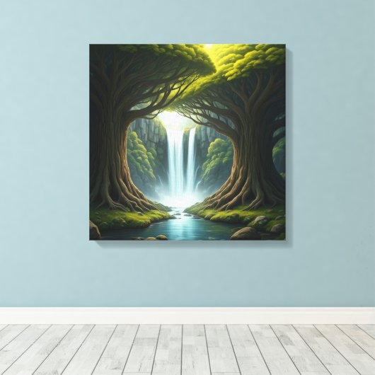 Waldwasserfall Leinwanddruck (Insitu (Holzboden))