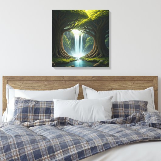 Waldwasserfall Leinwanddruck (Insitu (Schlafzimmer))