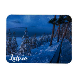 Waldweg bei Winternachtmagnet Magnet