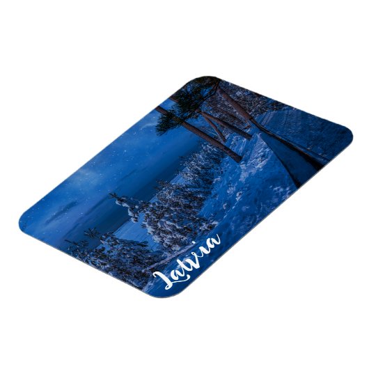 Waldweg bei Winternachtmagnet Magnet (Linke Seite)