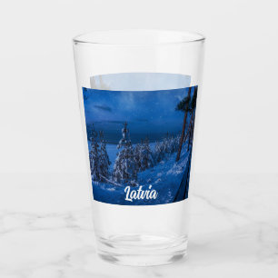 Waldweg bei Winternachtsglas Glas