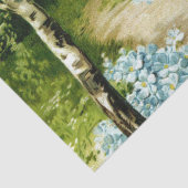 Waldweg Birch Trees Blaue Blumen Decoupage Seidenpapier (Detail)