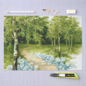 Waldweg Birch Trees Blaue Blumen Decoupage Seidenpapier (Handwerk)