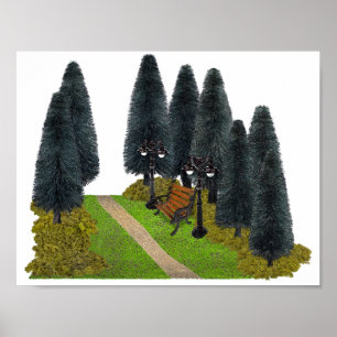 Waldweg durch den Park Poster