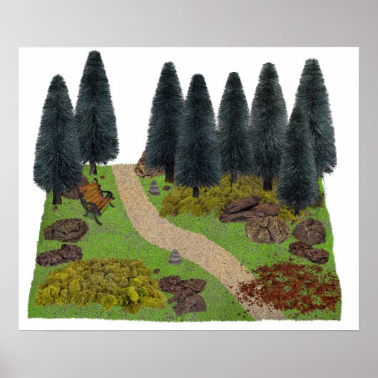 Waldweg durch den Park Poster (Vorne)