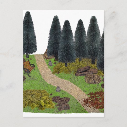 Waldweg durch den Park Postkarte (Vorderseite)