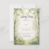 Waldweg-Hochzeit RSVP Karte (Vorderseite)