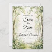 Waldweg-Hochzeit Save The Date (Vorderseite)