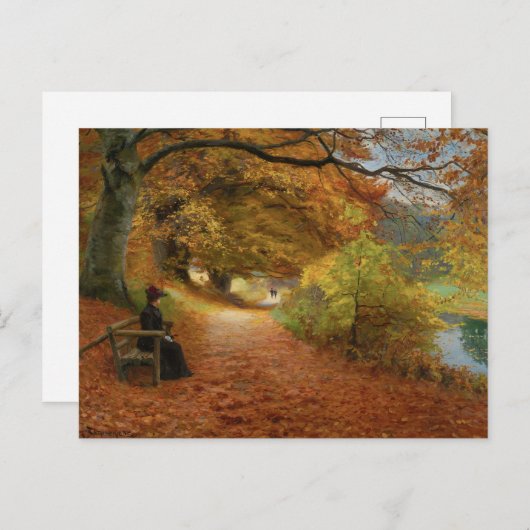 Waldweg im Herbst Hans Andersen Brendekilde Postkarte (Vorne/Hinten)