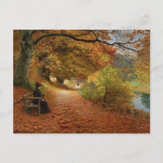 Waldweg im Herbst Hans Andersen Brendekilde Postkarte (Vorderseite)