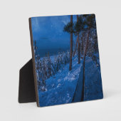 Waldweg in der Winternacht Fotoplatte (Vorderseite)