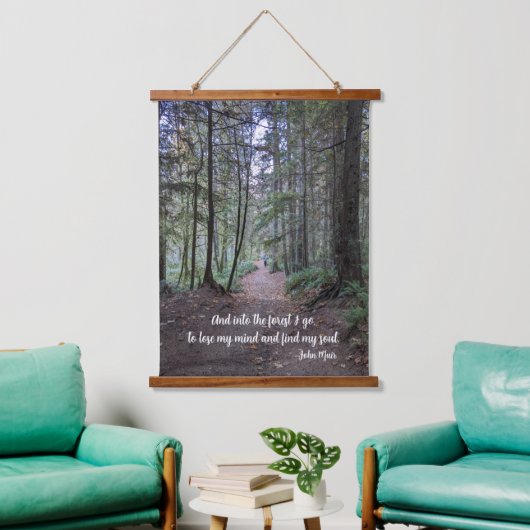 Waldweg John Muir Quote Wandteppich Mit Holzrahmen (Wohnzimmer)