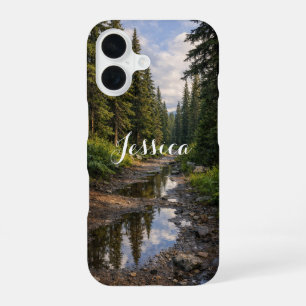Waldweg Landschaft nach Regen personalisiert iPhone 16 Hülle
