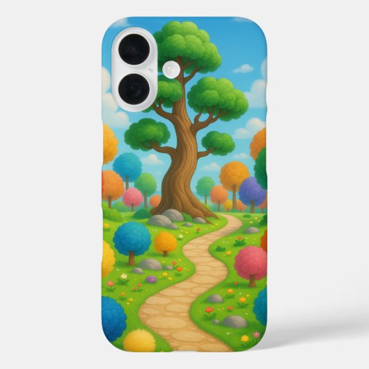 Waldweg mit Regenbogenbäumen - Cartoon Case-Mate iPhone Hülle (Rückseite)