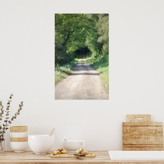 Waldweg oder Schotterstraße auf der Landseite Poster (Küche)