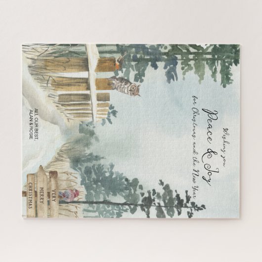 Waldweg Optionaler Text Schnee Winter Weihnachten Puzzle (Horizontal)