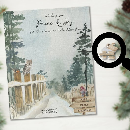 Waldweg Optionaler Text Schneeiger Winter Weihnach Puzzle
