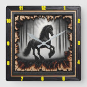 Waldweg: Personalisierter, karierter Wald Friesian Quadratische Wanduhr (Vorderseite)