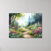 Waldweg und wild lebende Blume Leinwanddruck (Vorderseite)