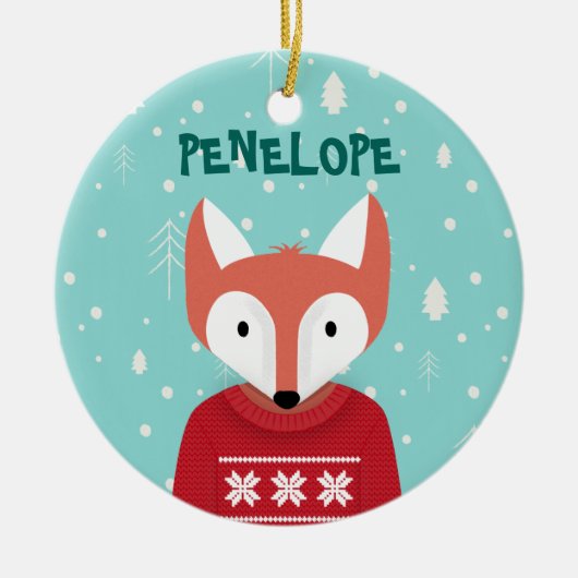 Waldweihnachten Keramik Ornament (Vorne)