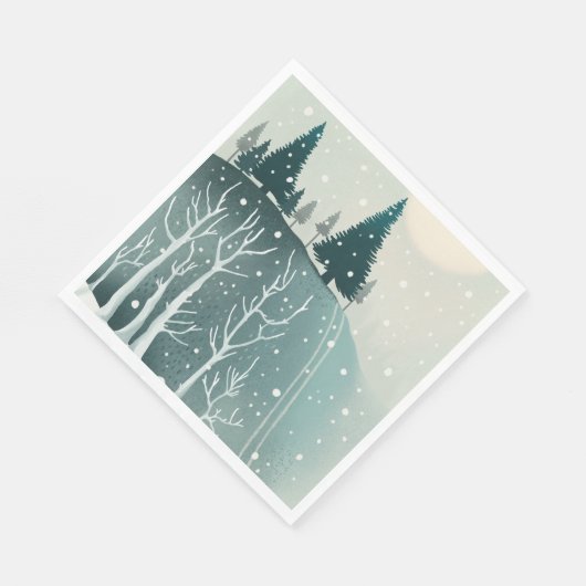 Waldweihnachtsferien Natur. Winterwald Serviette (Ecke)