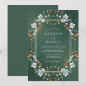 Waldweiße Blütenhochzeit Einladung (Vorne/Hinten)