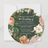 Waldweiße Rosen-Vintage botanische Blumenhochzeit Einladung (Vorderseite)