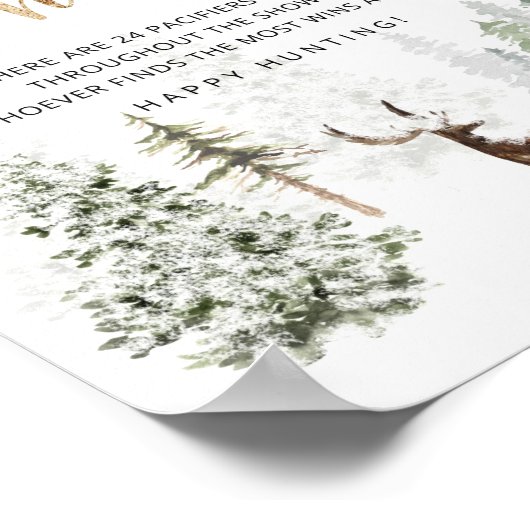 Waldwild im Winterwald Schnuller Jagd Poster (Ecke)