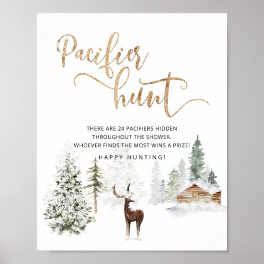 Waldwild im Winterwald Schnuller Jagd Poster (Vorne)