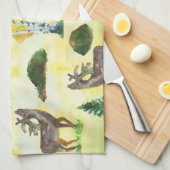 Waldwild Wasserfarbe Geschirrtuch (Viertel Falte)