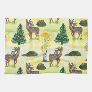 Waldwild Wasserfarbe Geschirrtuch