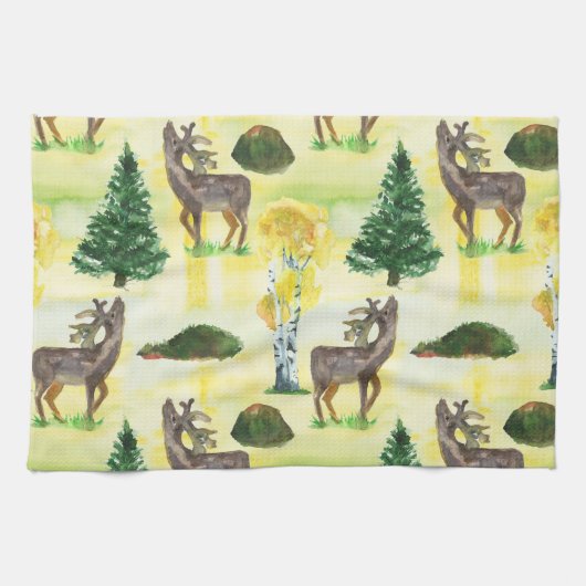 Waldwild Wasserfarbe Geschirrtuch (Horizontal)