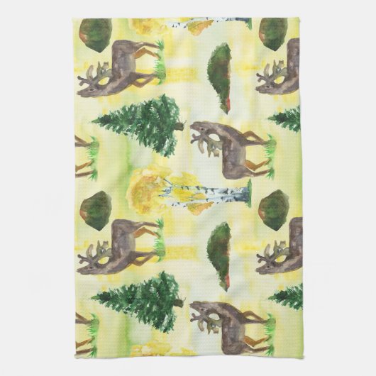 Waldwild Wasserfarbe Geschirrtuch (Vertikal)