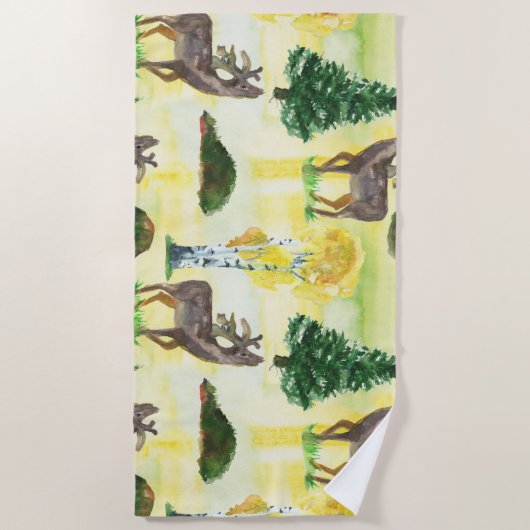 Waldwild Wasserfarbe Strandtuch (Vorderseite)