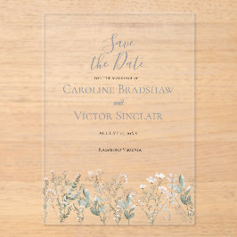 Waldwildblumen Save-the-Date-Ankündigung Acryleinladungen