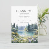 Waldwildblumen See Trauer Beerdigung Dankeskarte (Stehend Vorderseite)