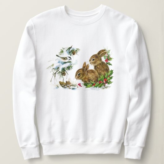 Waldwinter-Häschen-Sweatshirt Sweatshirt (Design vorne)