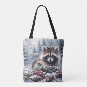 Waldwinter Igel Waschbär Weihnachten Tasche (Rückseite)