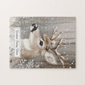 Waldwinterhirsch Schnee Weihnachten Puzzle (Horizontal)