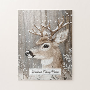 Waldwinterhirsch Schnee Weihnachten Puzzle