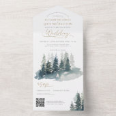 Waldwinterlandschaft Waldland Hochzeit QR-Code All In One Einladung (Innen Boden)