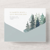 Waldwinterlandschaft Waldland Hochzeit QR-Code All In One Einladung (Rückseite)