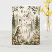 Waldwolf erster Geburtstag Karte (Gelbe Blume)