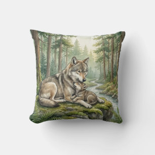 Waldwolf-Familie Kinder Kissen
