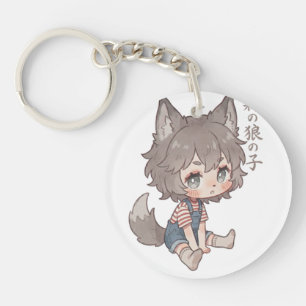  Waldwolf-Kind-Chibi-Schlüsselanhänger Schlüsselanhänger