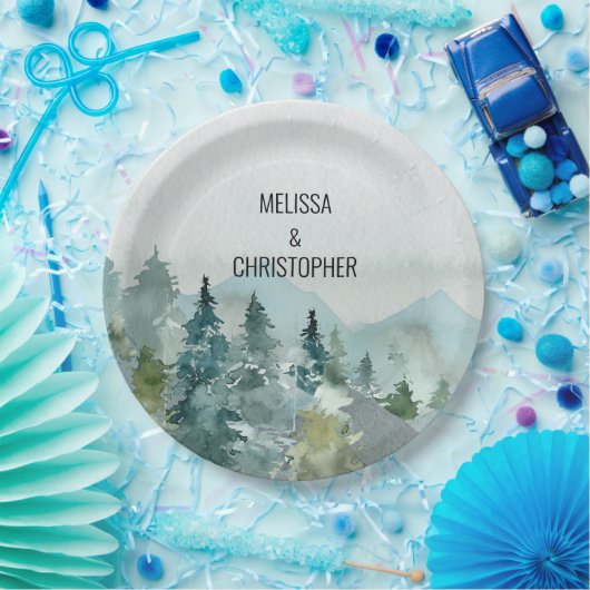 Waldwunder Rustikale Pinienhochzeit Pappteller (Party)